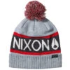 Nixon Teamster R Beanie - Heather Gray/Red -Sports Ski Shop 191973231598 1