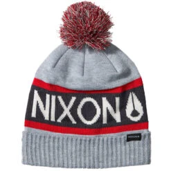 Nixon Teamster R Beanie - Heather Gray/Red