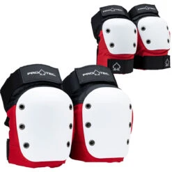 Pro-Tec Knee/Elbow Set Of Pads - Red/White