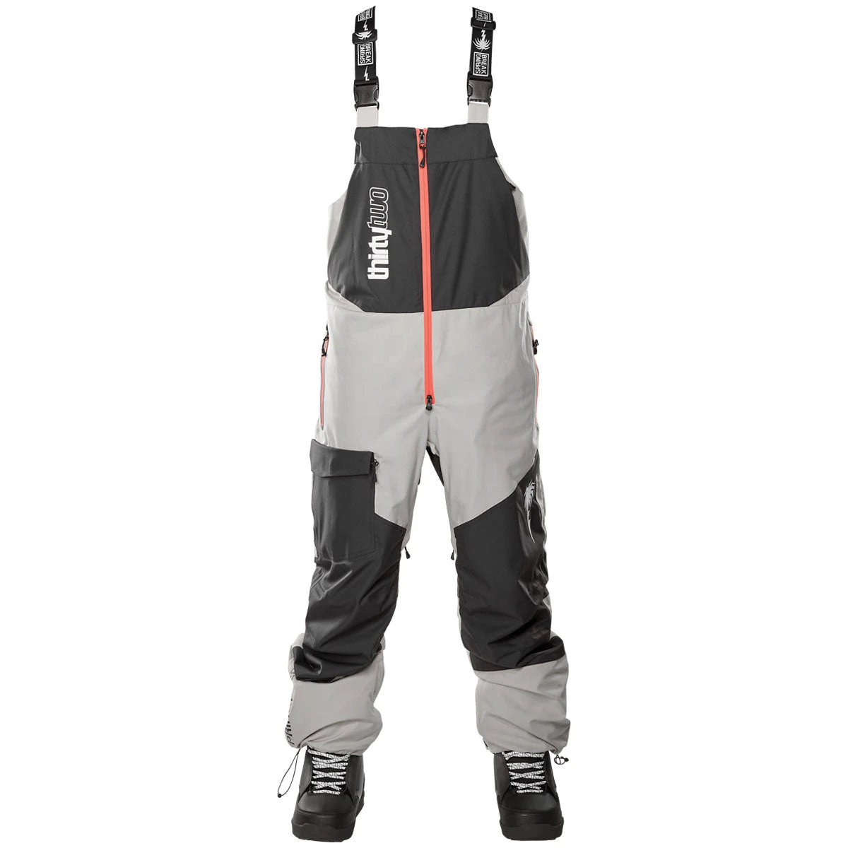 Thirty Two Spring Break Powder Bib Snowboard Pants - Gravel Thirty Two Spring Break Powder Bib Snowboard Pants - Gravel -Sports Ski Shop 194691275110 4