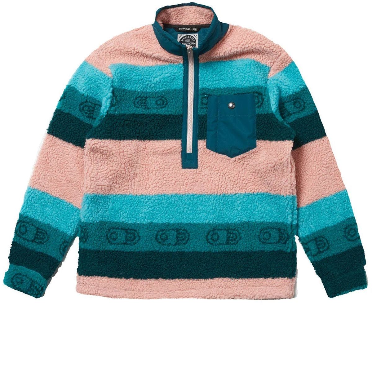 Airblaster Womens Sherpa Half Zip Snowboard Jacket - Ocean Blush Stripe Airblaster Womens Sherpa Half Zip Snowboard Jacket - Ocean Blush Stripe -Sports Ski Shop 847678187073 1