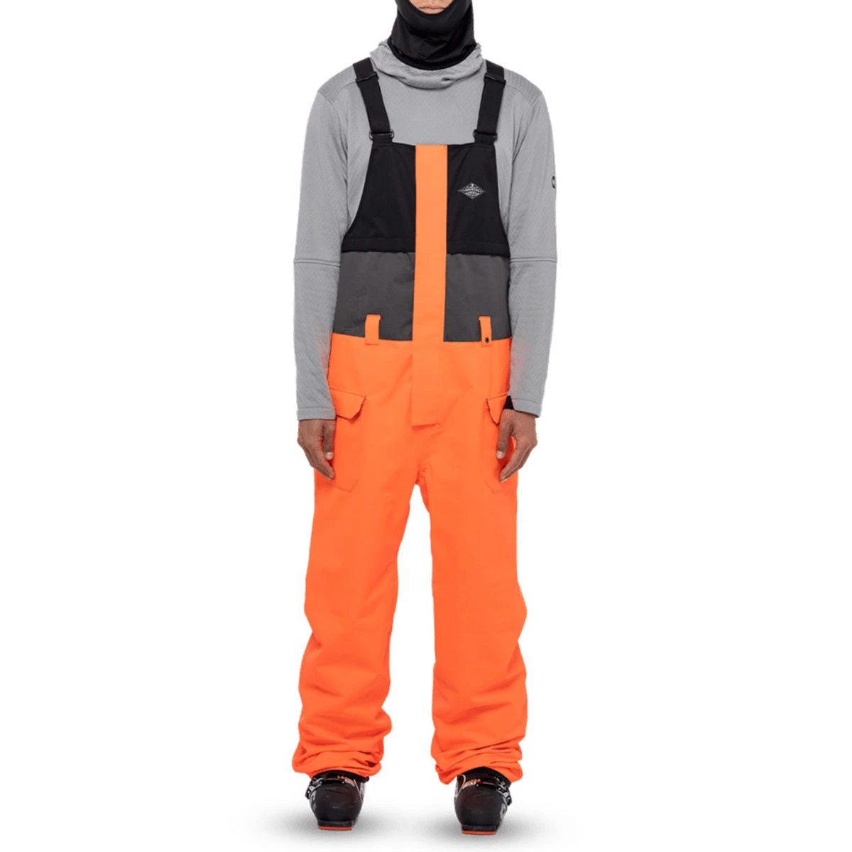 686 Frontier Shell Bib Snowboard Pants - Fluro Orange/Clear Black 686 Frontier Shell Bib Snowboard Pants - Fluro Orange/Clear Black -Sports Ski Shop 883510527867 1