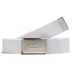 CCS Silver Logo Buckle Belt - White